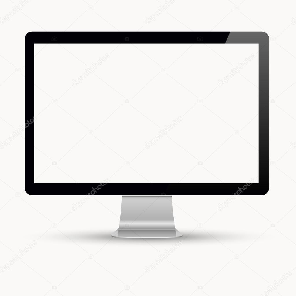 Vector computer display isolated on white