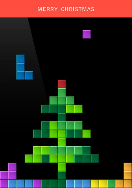 Árbol de Navidad en la pantalla del juego — Vector de stock