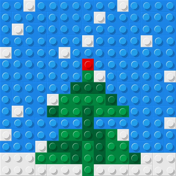 Árbol de Navidad formado por bloques de construcción de plástico — Vector de stock