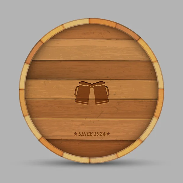 Векторная этикетка пива в виде деревянной бочки — стоковый вектор