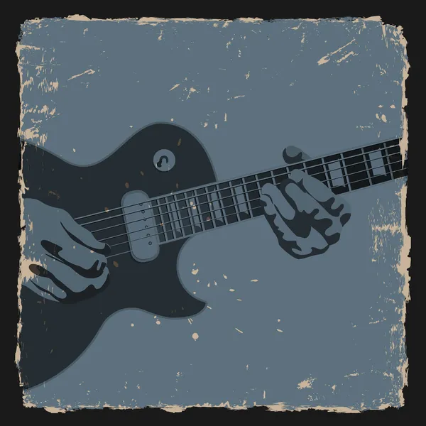 Guitarrista sobre fondo grunge — Vector de stock