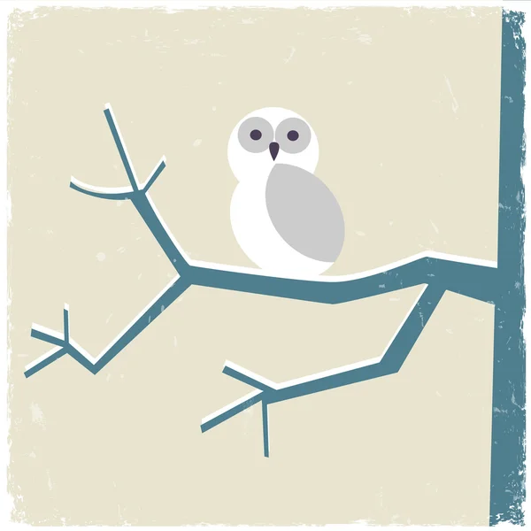 Besneeuwde witte uil — Stockvector