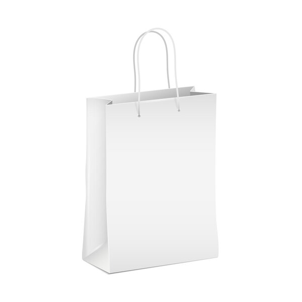 Empty white shopping paper bag