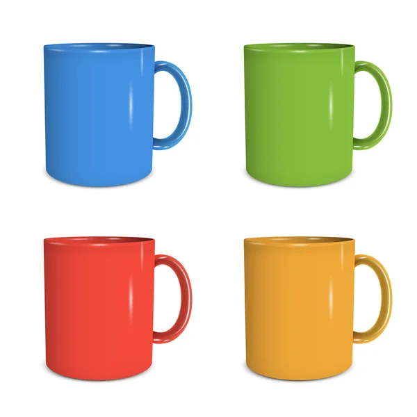 Quatre tasses de différentes couleurs — Image vectorielle