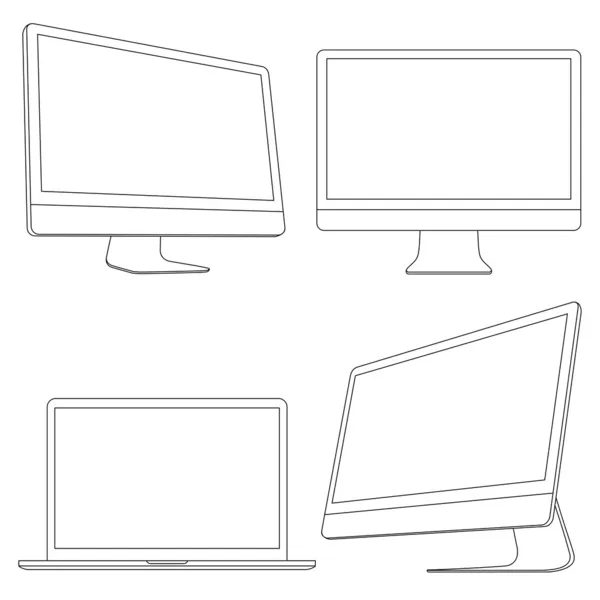 Datorskärmar och laptop — Stock vektor