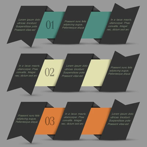 Papel de origami preto banners numerados — Vetor de Stock