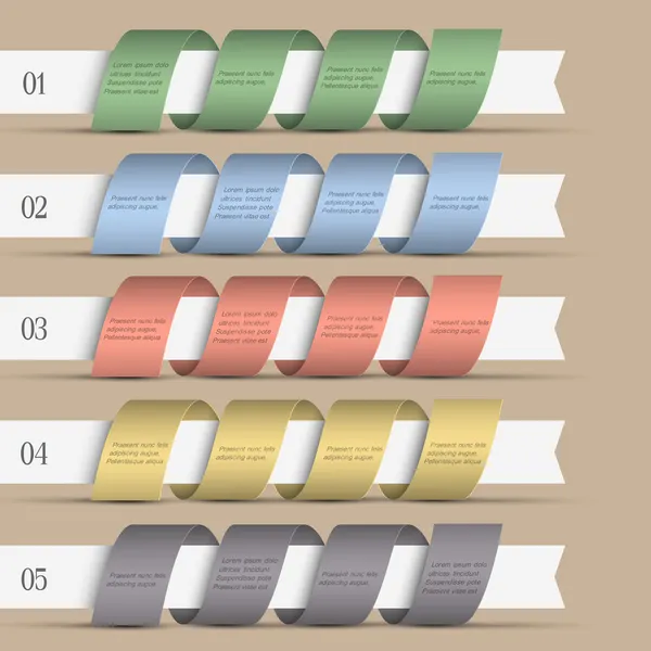 Cinco cintas-estandartes numerados modernos — Archivo Imágenes Vectoriales