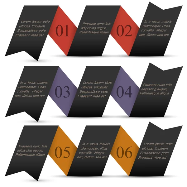 Origami papel preto numerado banners — Vetor de Stock