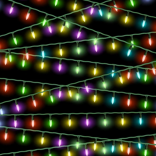 Lumières de Noël vectorielles sur fond noir — Image vectorielle