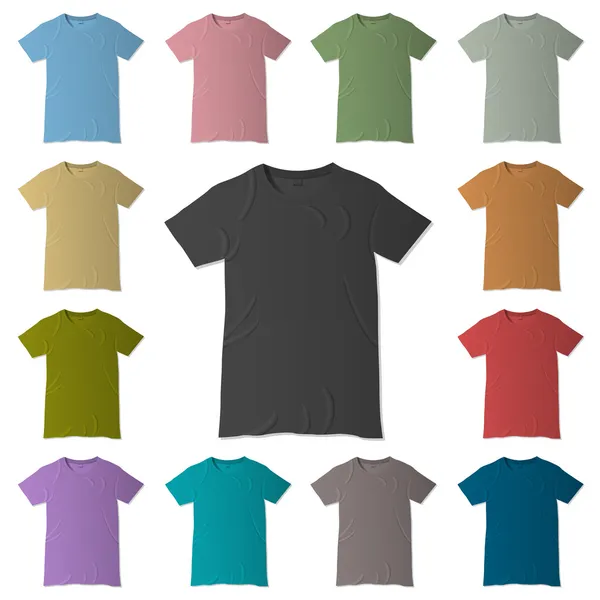 各种颜色的矢量T恤衫设计模板 — 图库矢量图片
