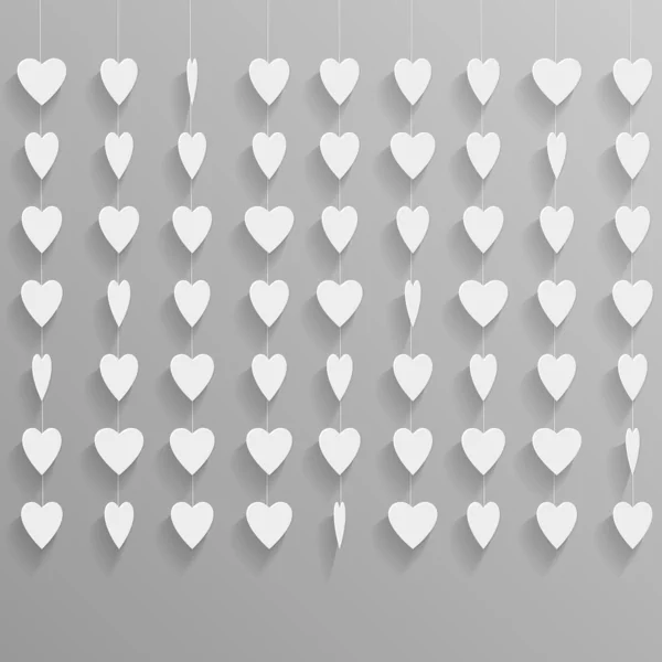 Hanging paper hearts — Stock Vector