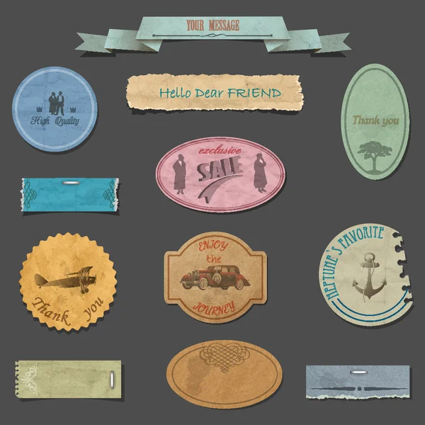 Conjunto vectorial de elementos de diseño vintage de papel — Vector de stock