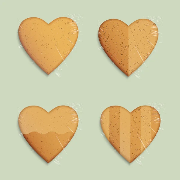 Conjunto vectorial de corazones forma galletas — Vector de stock