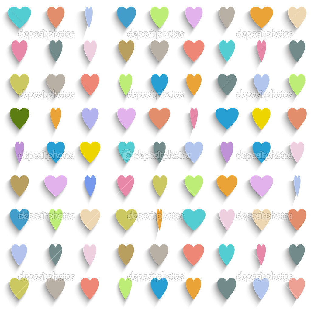 Vector background with colorful paper hearts