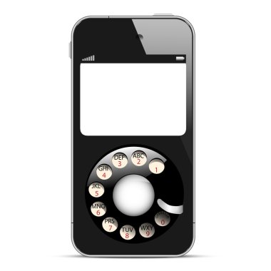 Creative Mobile phone with retro disc dials clipart