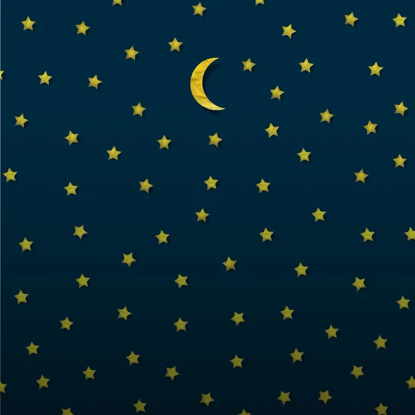 Luna y estrellas del papel — Vector de stock