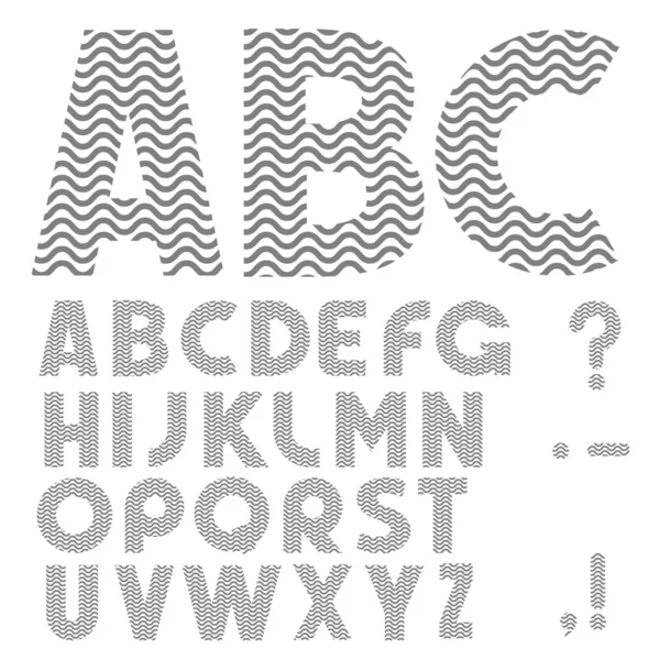 Enkla alfabetet med vågor mönster — Stock vektor