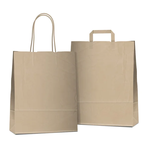 Deux sacs vides marron shopping — Image vectorielle