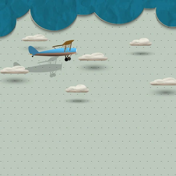 Avion et nuages de papier — Image vectorielle