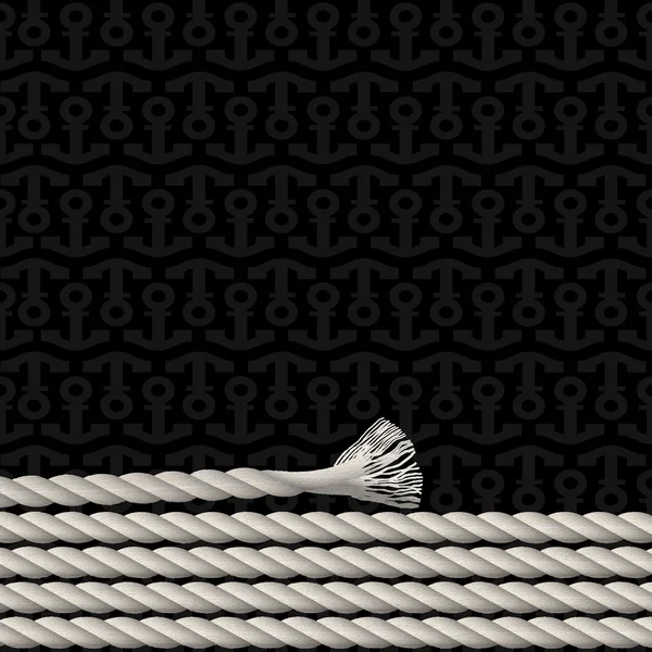 앵커와 해양 로프의 검은 배경 패턴 — 스톡 벡터