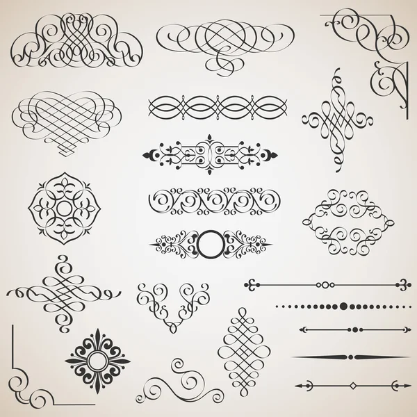 Векторный набор элементов каллиграфического дизайна — стоковый вектор