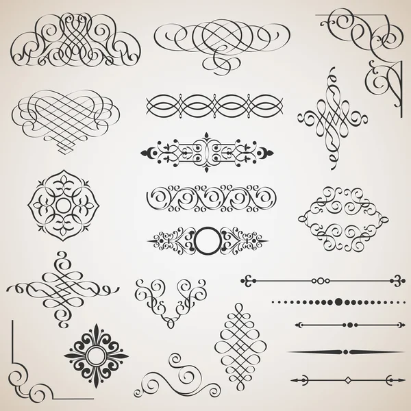 Vector set of calligraphic design elements — Stock Vector