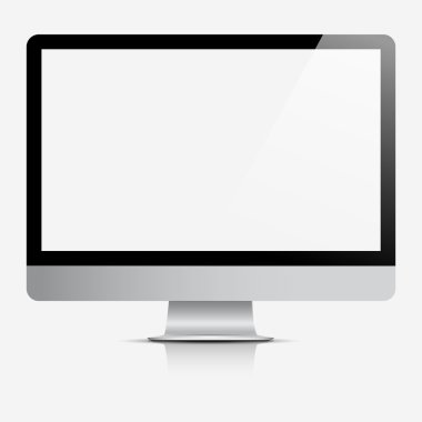 Boş beyaz ekran ile bilgisayar görüntüsü