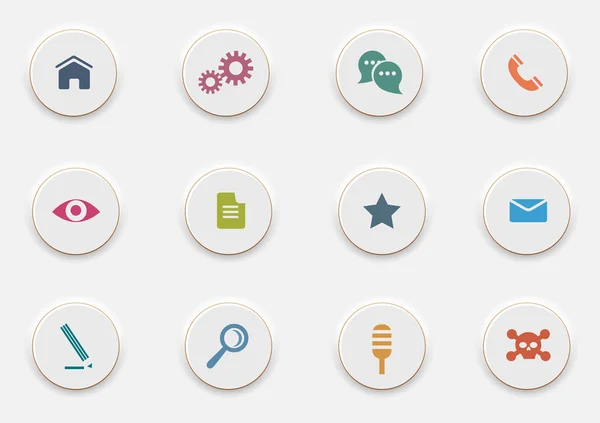 Computer Icons on round white buttons — Stock Vector