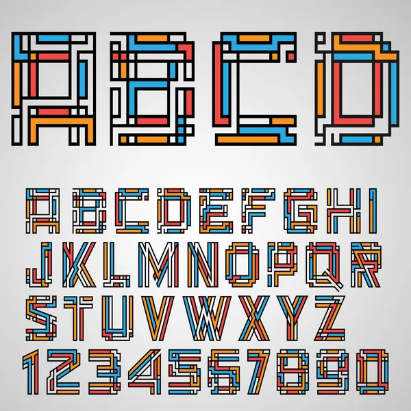 字母表字母和数字的玛雅风格 — 图库矢量图片