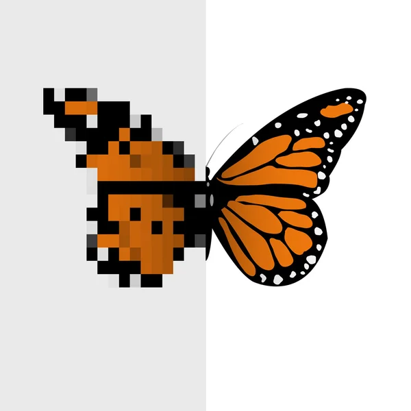 Vector Pixel arte mariposa — Vector de stock