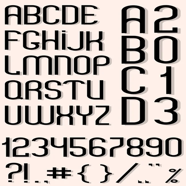 Черный шрифт, цифры и знаки препинания — стоковый вектор