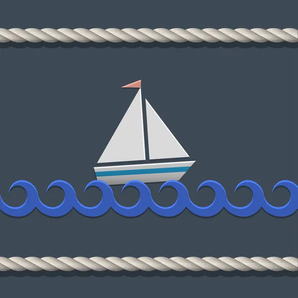 Fondo vectorial con velero y cuerda náutica — Vector de stock