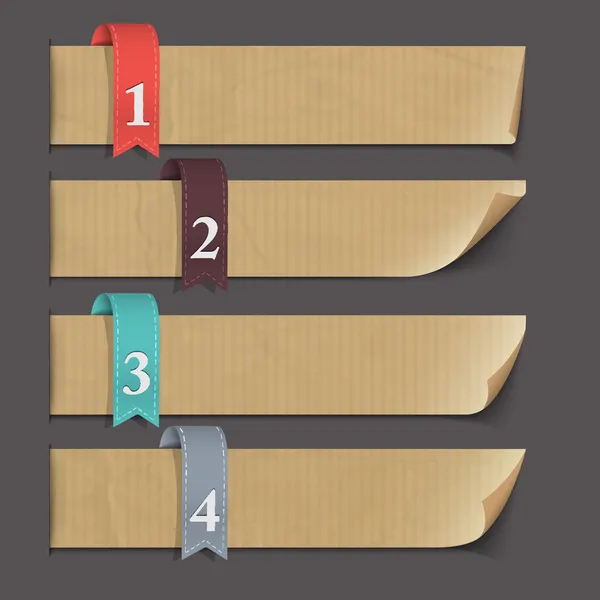 Banners numerados em papel — Vetor de Stock