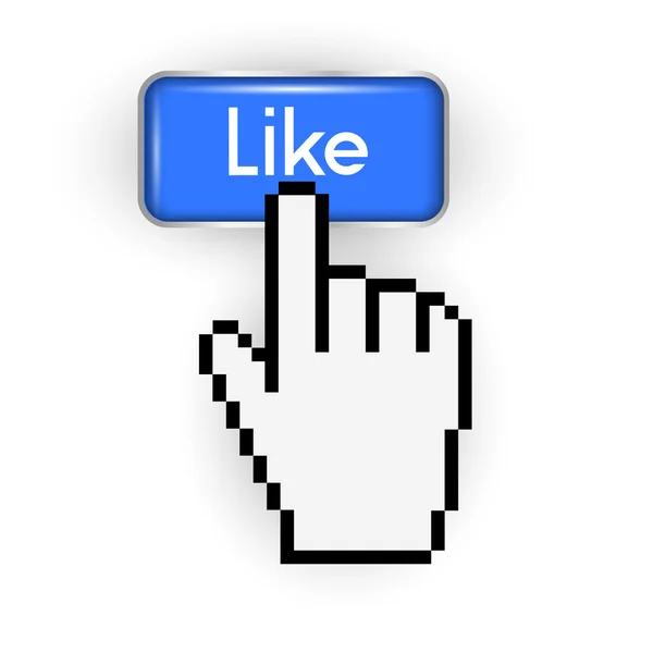 Like button and hand cursor — Stock Vector