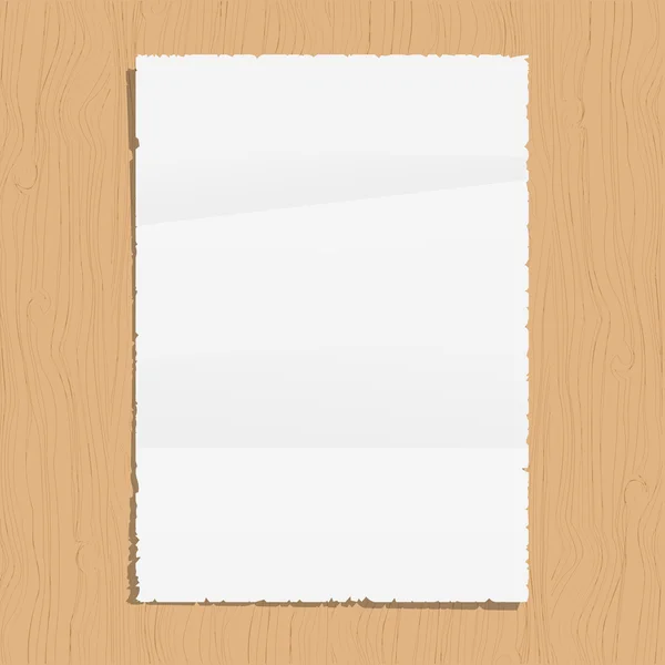 Feuille de papier vide sur fond en bois — Image vectorielle