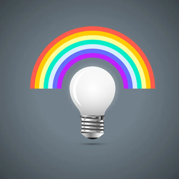 Glühbirne mit Regenbogen — Stockvektor