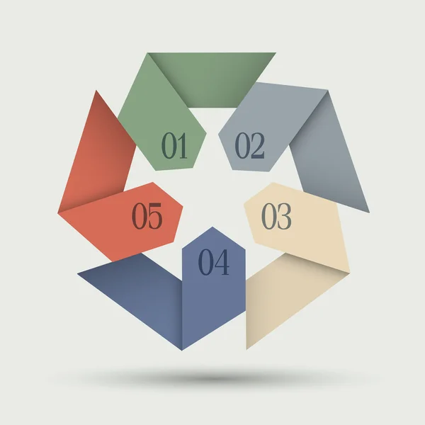 Banderas numeradas en papel origami — Vector de stock