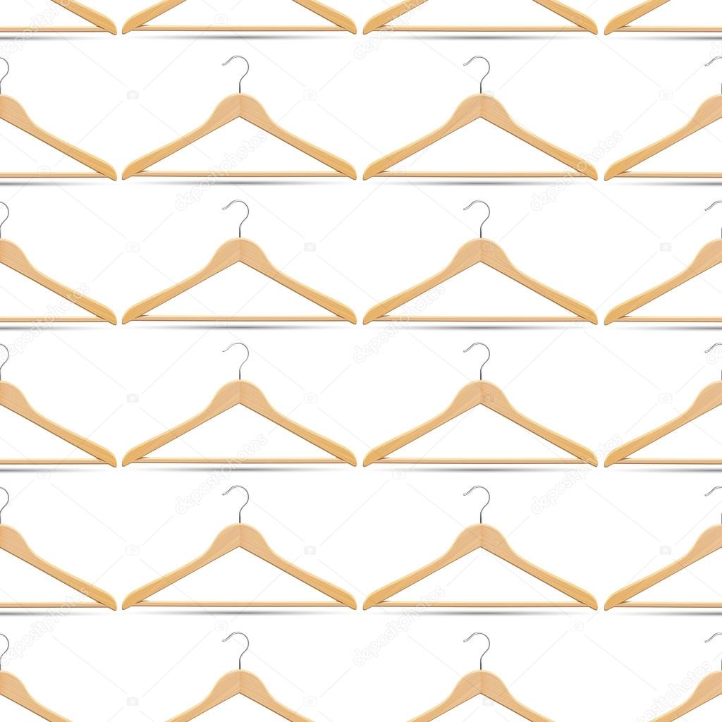 Seamless pattern with wooden hangers