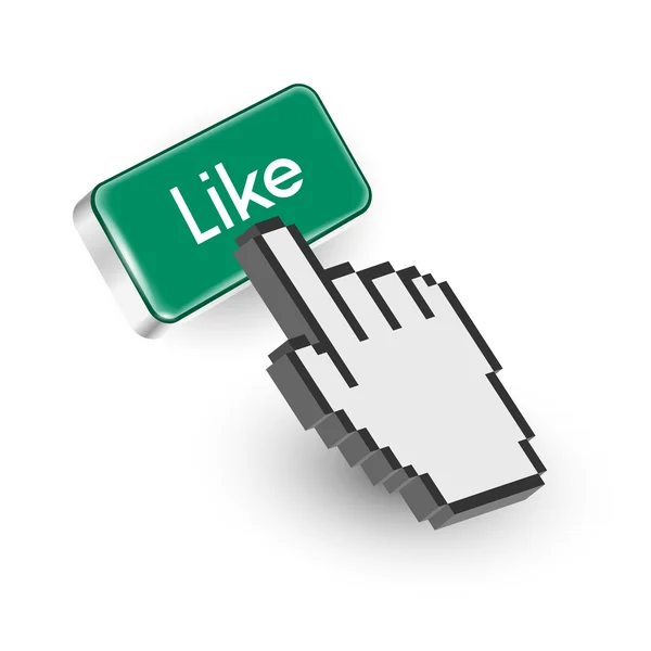 Groene knop met als tekst en hand cursor — Stockvector