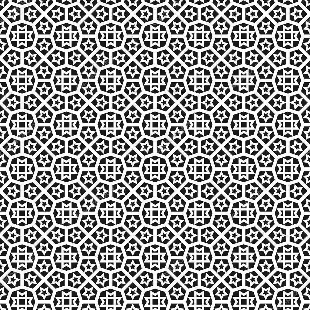 Black and white islamic seamless pattern