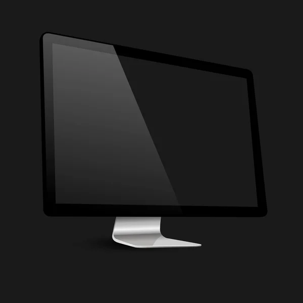 Elegante schermo nero del computer su sfondo nero — Vettoriale Stock