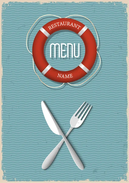 海鲜餐厅-变异的复古菜单设计 — 图库矢量图片
