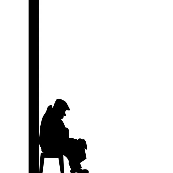 Silhouette of old man — Stock Vector