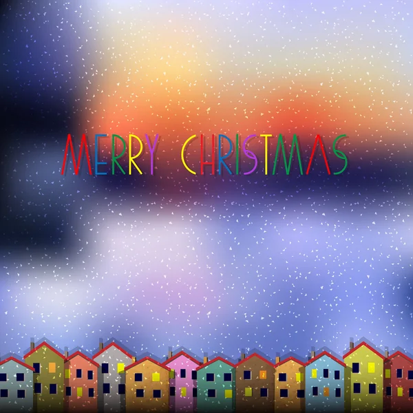 Tarjeta de Navidad con casas coloridas — Vector de stock