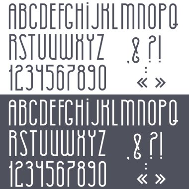 siyah-beyaz alfabe, sayılar ve noktalama işaretleri