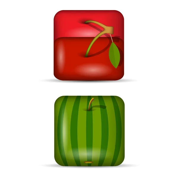 Zestaw 2 aplikacji ikony owoce — Wektor stockowy