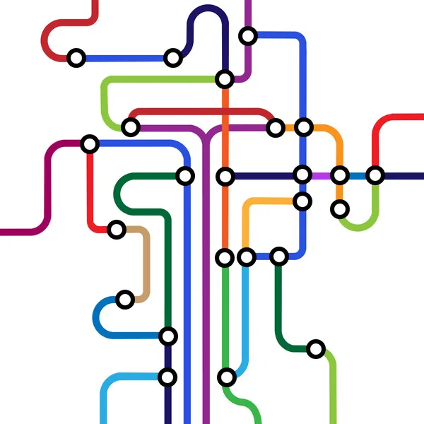 Mapa abstracto colorido del metro — Vector de stock