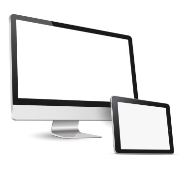 Modern bilgisayar ekran ve tablet bilgisayara