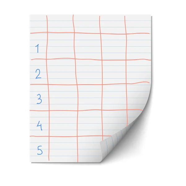 Φύλλο χαρτί με γραμμές για το πρότυπο σχεδίασης — Διανυσματικό Αρχείο