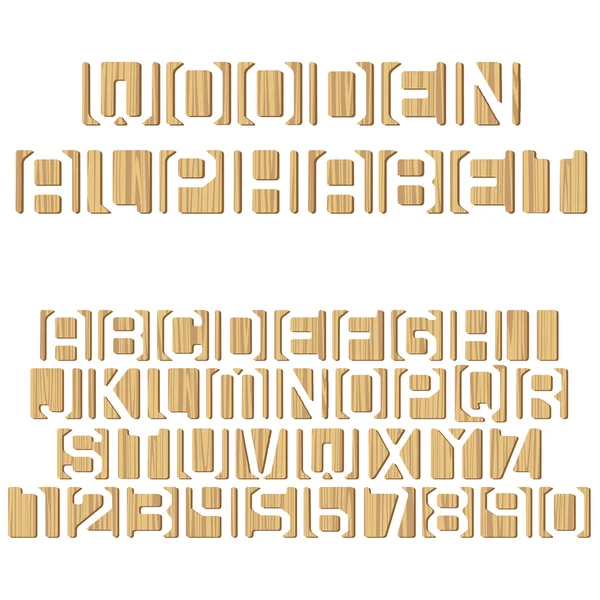 Letras y números del alfabeto de madera — Archivo Imágenes Vectoriales